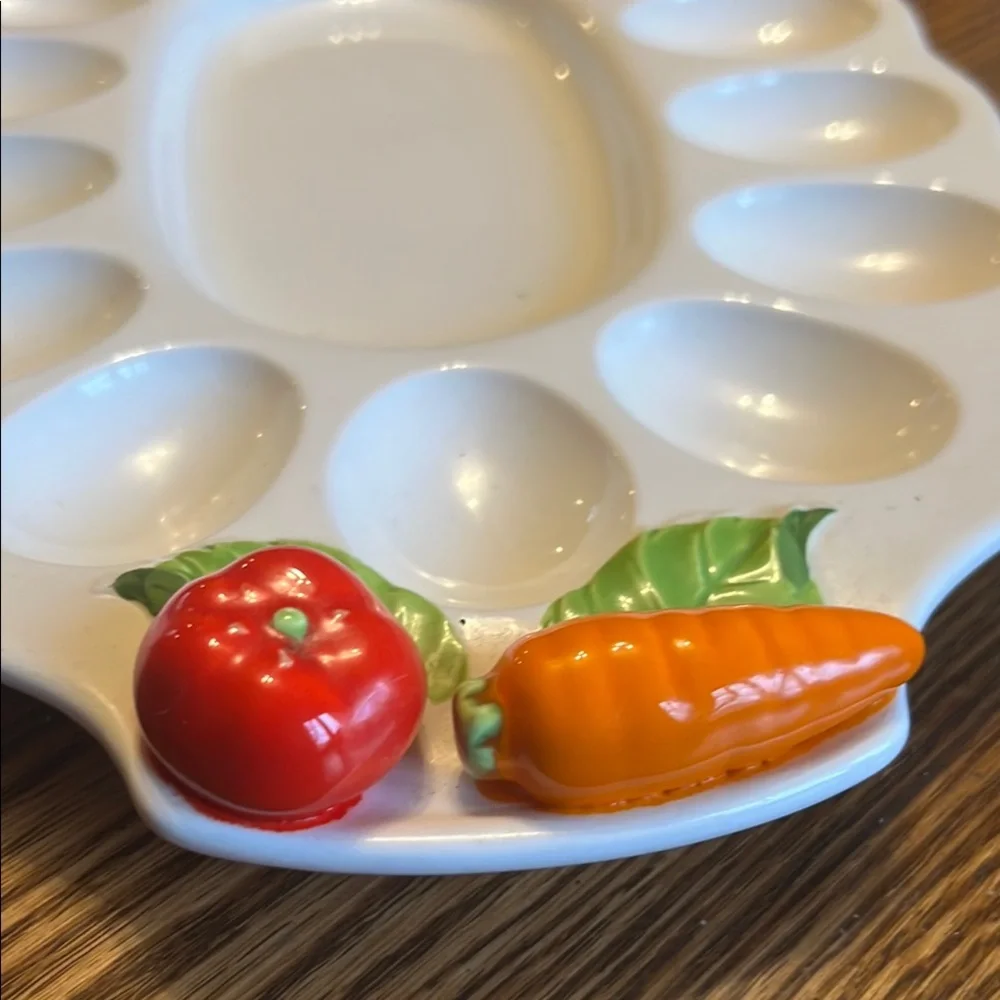Decorative Egg Tray with Fruit and Vegetable Accents